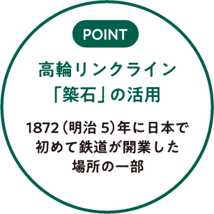 高輪リンクライン「築石」の活用 1872（明治5）年に日本で初めて鉄道が開業した場所の一部！